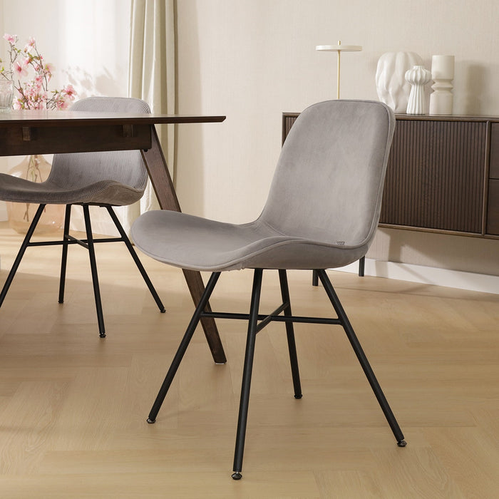 Nolon Noa-Fé Eetkamerstoel Grijs - Velvet - Zwart Onderstel