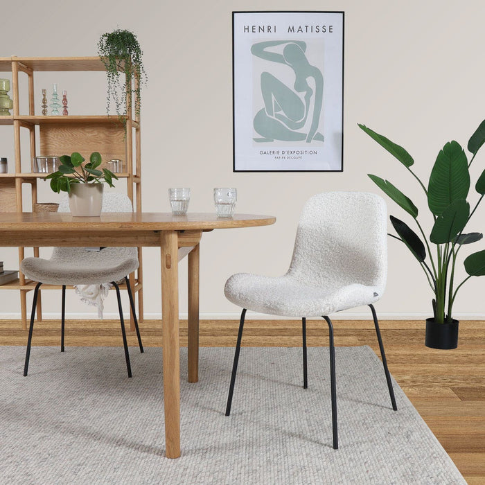 Nolon Nora-Fé Eetkamerstoel Teddy Wit - Stof - Zwarte Poten