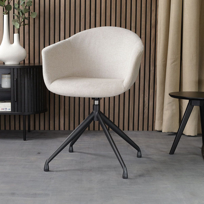 Nolon Nola-Otis draaibare eetkamerstoel beige - zwart onderstel