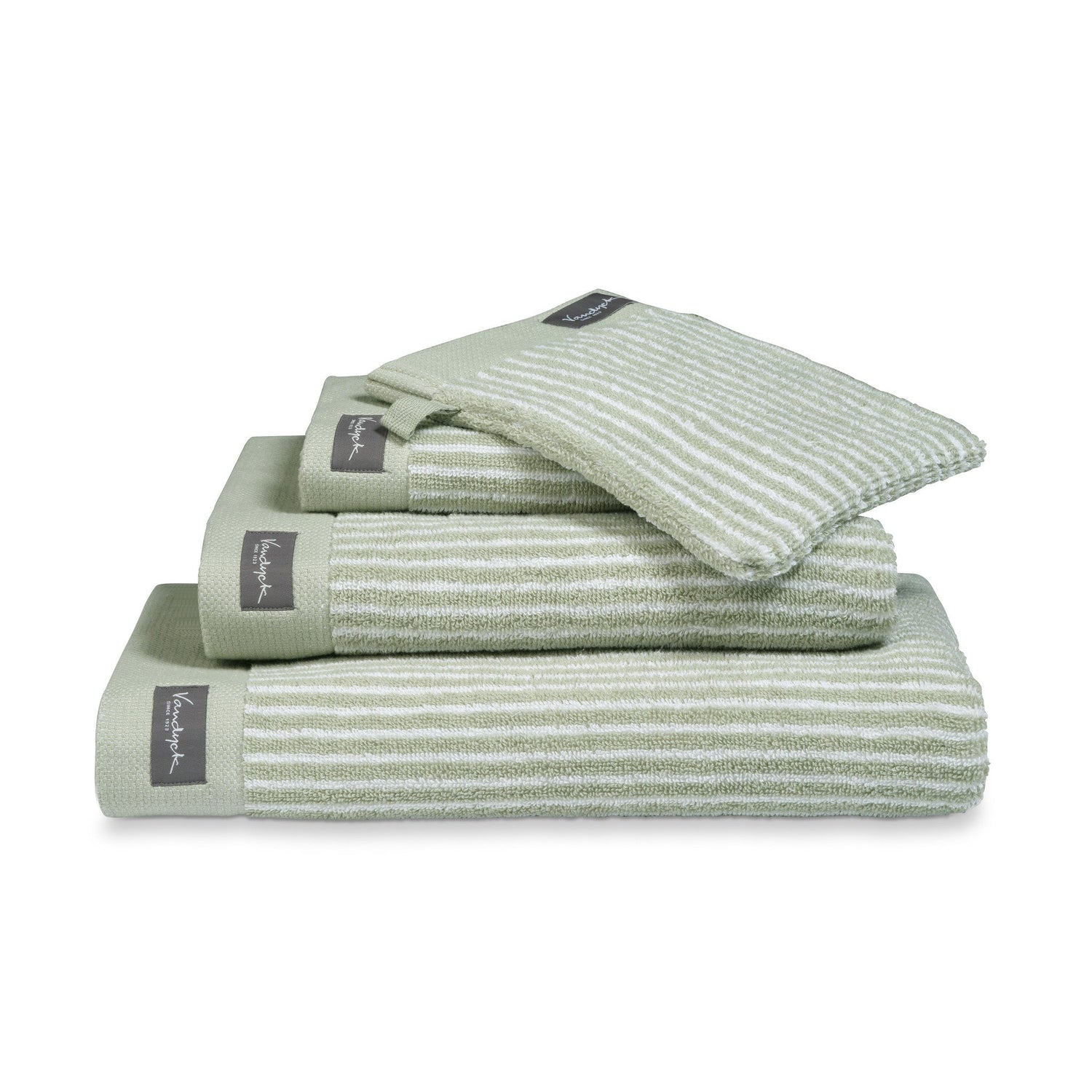 Handdoek Home Petit Ligne Smoke Green | Groen | Katoen