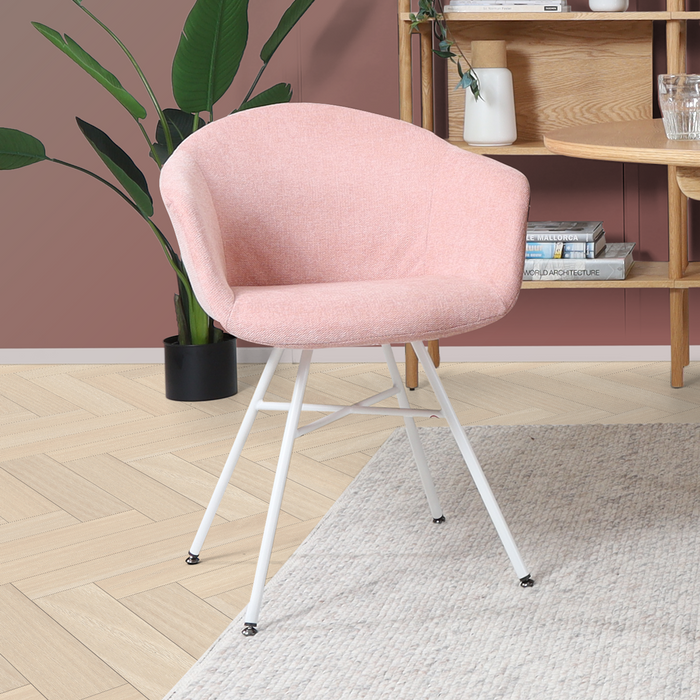 Nolon Noa-Otis eetkamerstoel zacht roze - met armleuning - wit