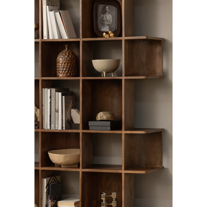 WOOOD Sinne Boekenkast - Mangohout - Walnoot|Bruin - 180X130