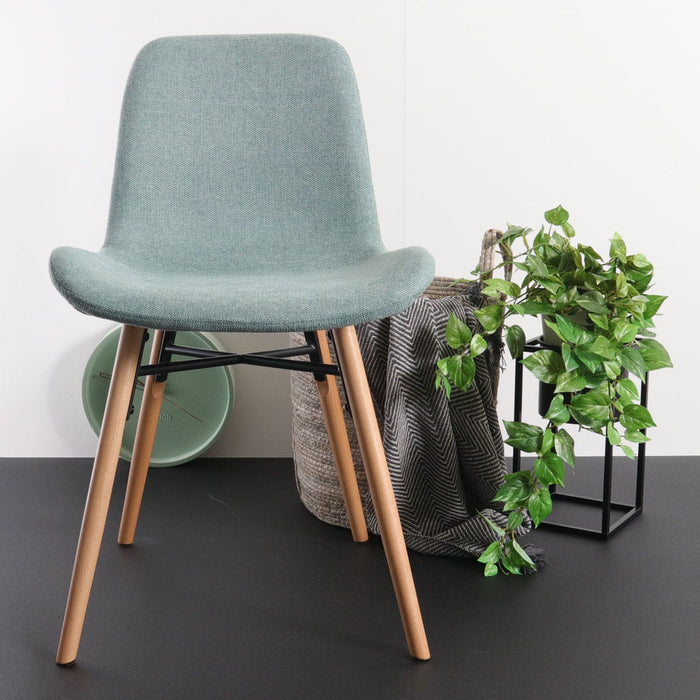 Nolon Nena-Fé Eetkamerstoel Zacht Groen - Stof - Houten Poten