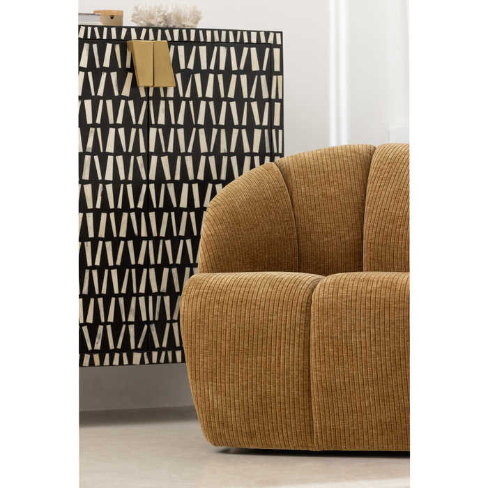 WOOOD Mojo Draaifauteuil - Ribstof - Honing Geel - 75x68x77