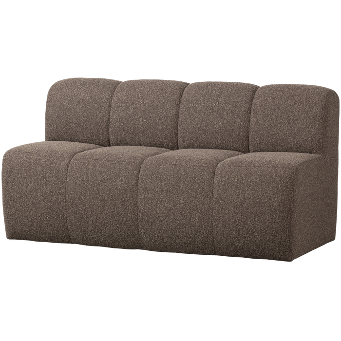 WOOOD Mojo Eetbankje Met Rugleuning - Bouclé - Bruin Melange - 164cm