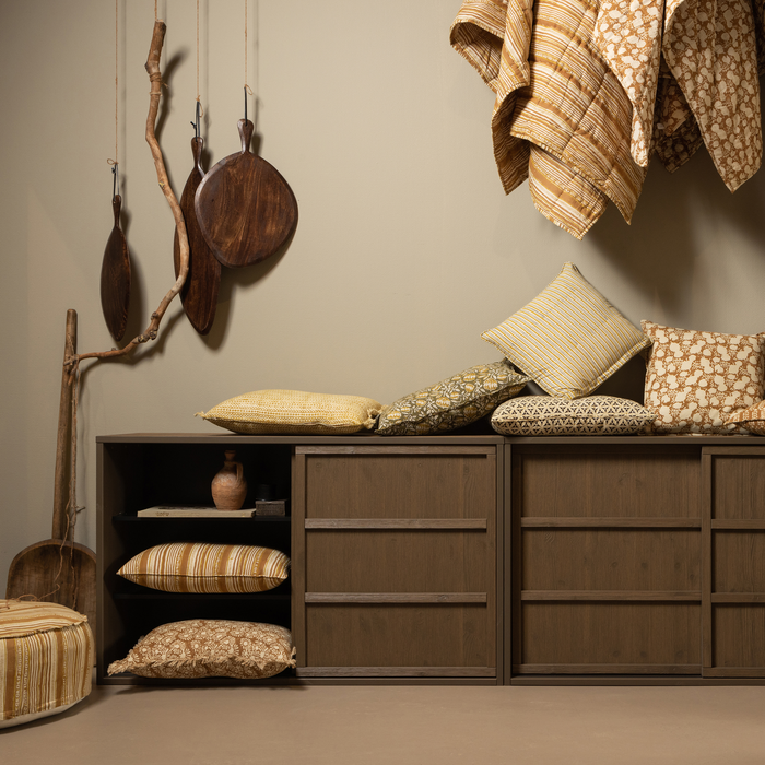 WOOOD Foliage Rond Tafelkleed - Katoen - Bruin - Ø 180x1