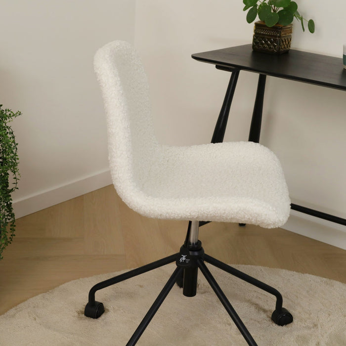 Nolon Nout-Fé Bureaustoel Teddy Gebroken Wit - Stof - Zwart Onderstel