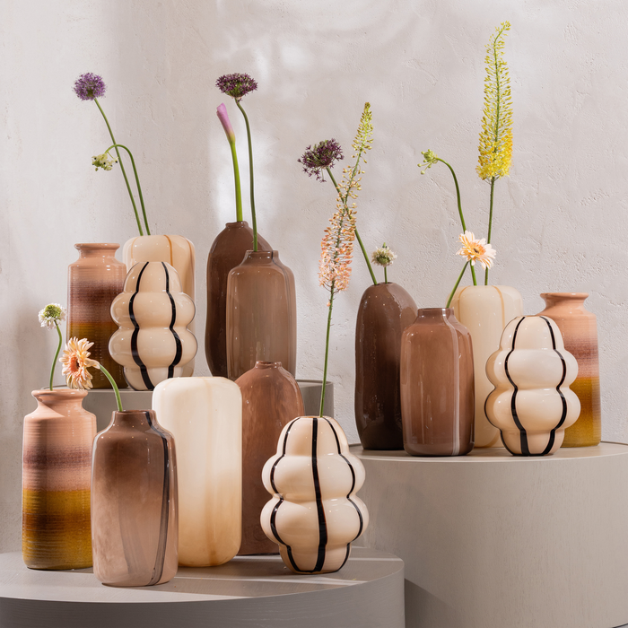 WOOOD Arles Vaas Met Streep - Glas - Naturel - 40x20x20