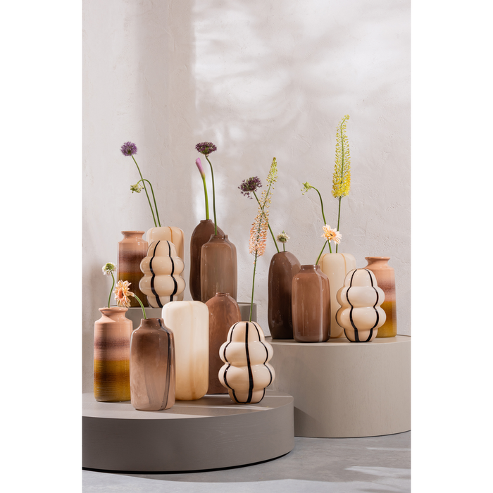 WOOOD Arles Vaas Met Streep - Glas - Naturel - 40x20x20