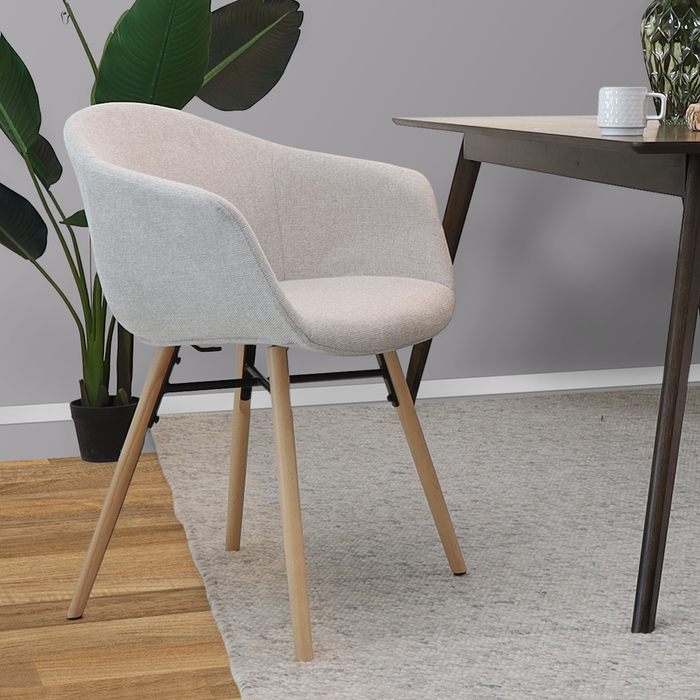 Nolon Nena-Otis Eetkamerstoel Beige - Armleuning - Stof