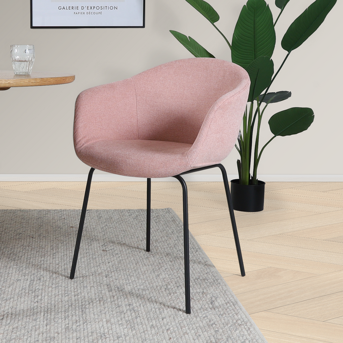 Nolon Nora-Otis Eetkamerstoel Zacht Roze - met Armleuning - Zwart