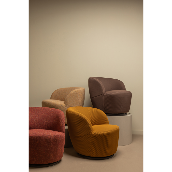 WOOOD Serra Draaifauteuil - Melange Stof - Curry - 68x70x77