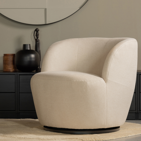 WOOOD Serra Draaifauteuil - Polyester - Off White  - 75x70x69