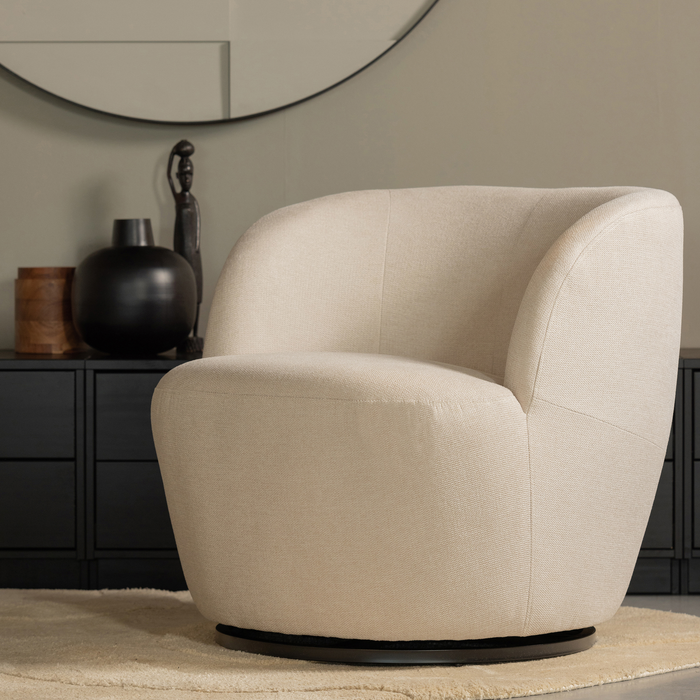 WOOOD Serra Draaifauteuil - Polyester - Off White  - 75x70x69
