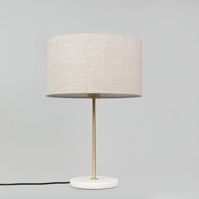 QAZQA Tafellamp messing met grijze kap 35 cm - Kaso