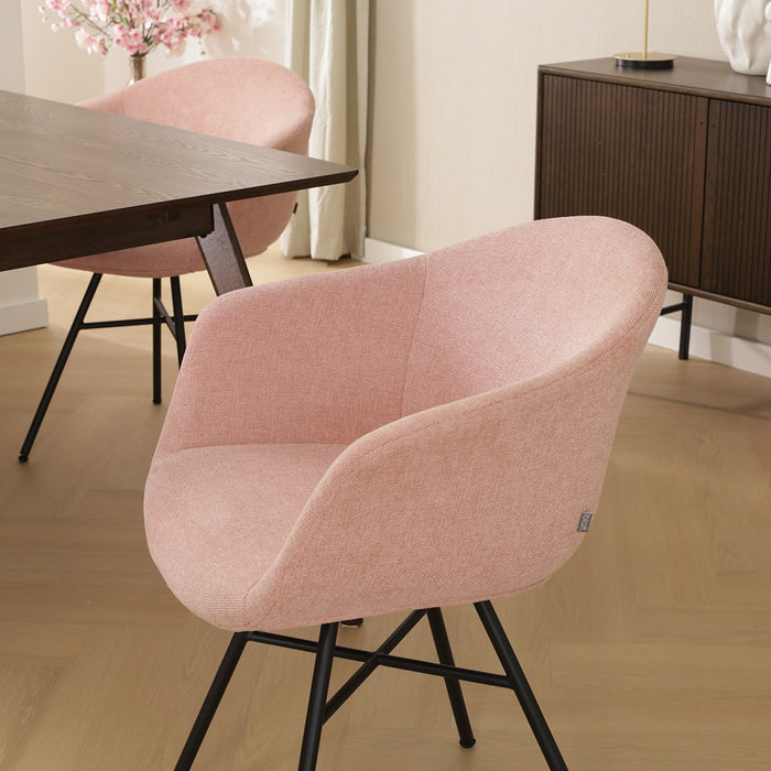 Nolon Noa-Otis Eetkamerstoel Zacht Roze - met Armleuning - Zwart