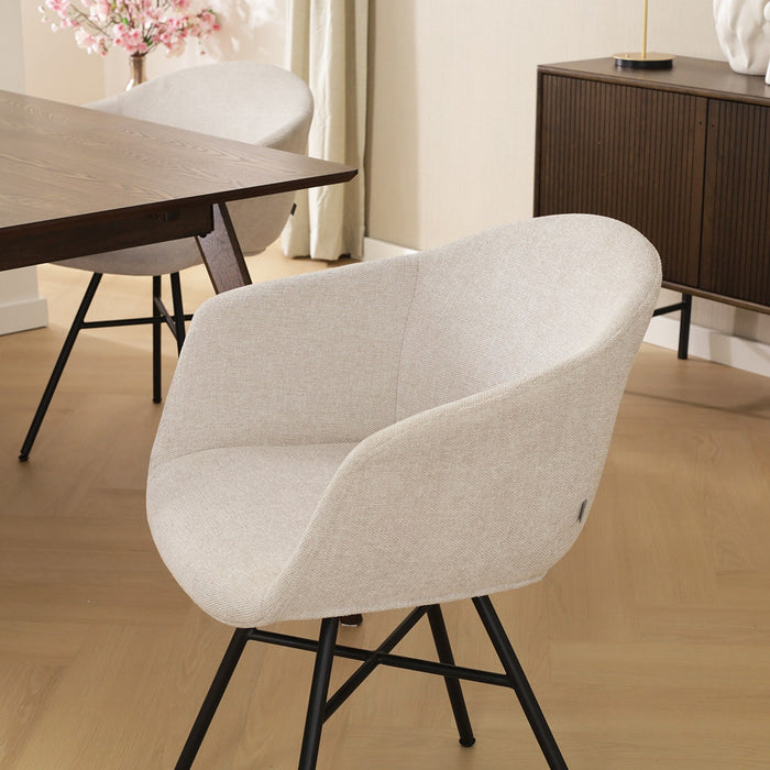 Nolon Noa-Otis Eetkamerstoel Beige - met Armleuning - Zwart