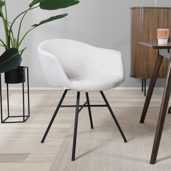 Nolon Noa-Otis Eetkamerstoel Beige - met Armleuning - Zwart