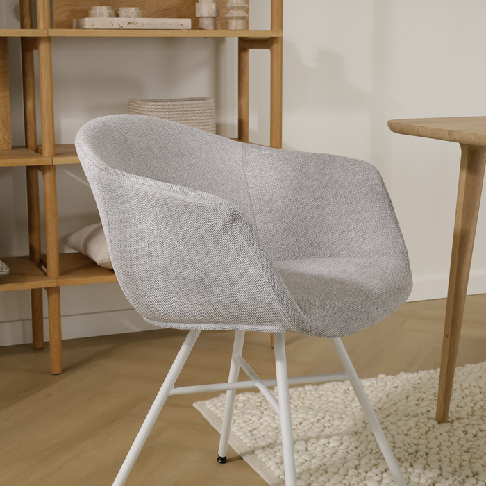 Nolon Noa-Otis eetkamerstoel lichtgrijs - met armleuning - wit