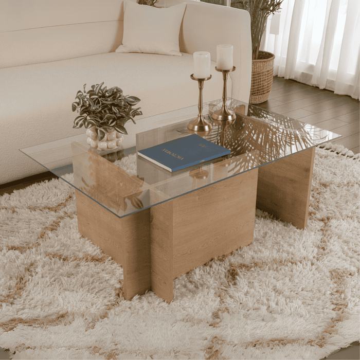 Calicosy - Salontafel met glazen blad L105 cm - NOAH