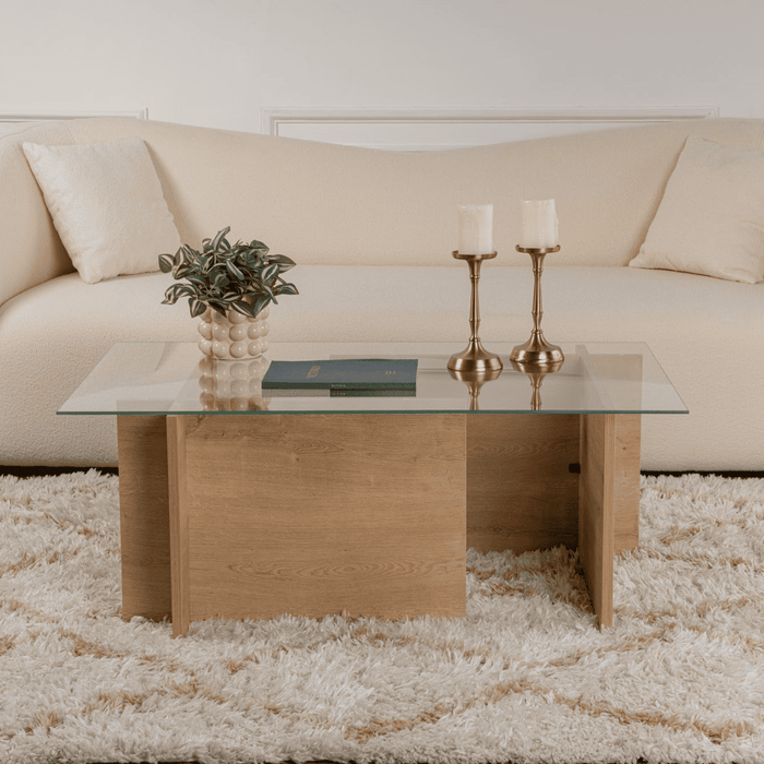 Calicosy - Salontafel met glazen blad L105 cm - NOAH