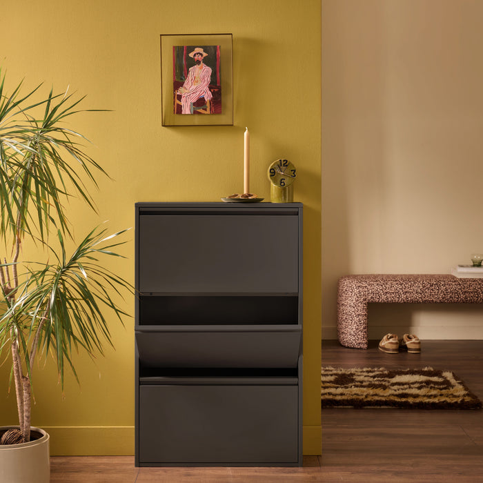 by fonQ Klip Schoenenkast - 3 Vakken - Zwart