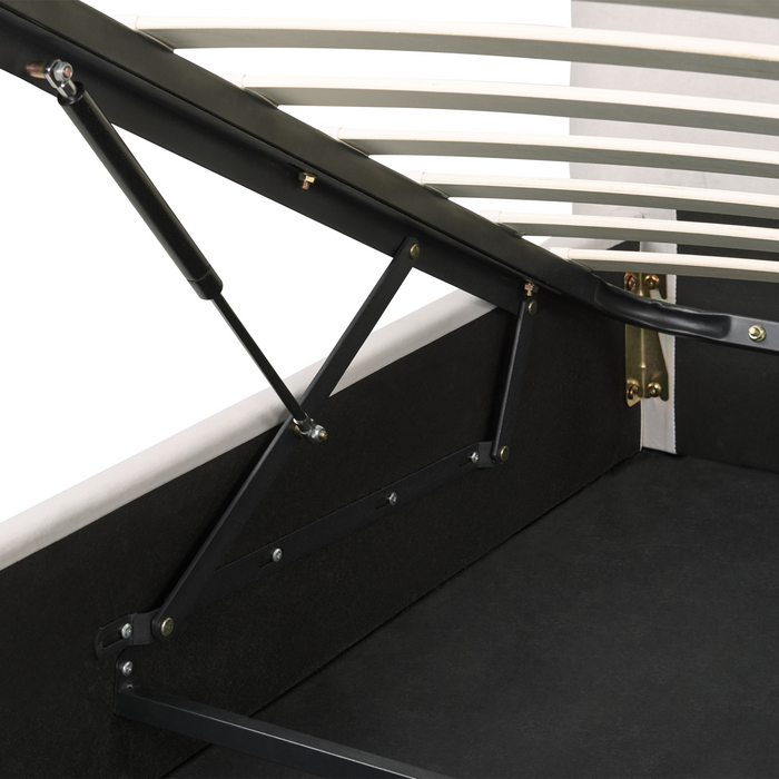 Beliani-LAVAUR-Bed met opbergruimte-Gebroken wit-160 x 200 cm-Fluweel