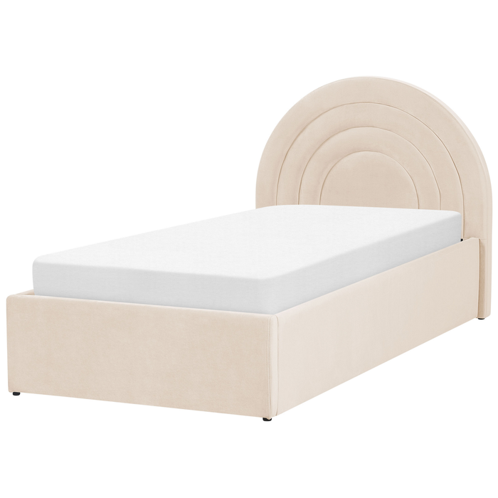 Beliani - ANET - Bed met opbergruimte - Beige - 90 x 200 cm - Fluweel