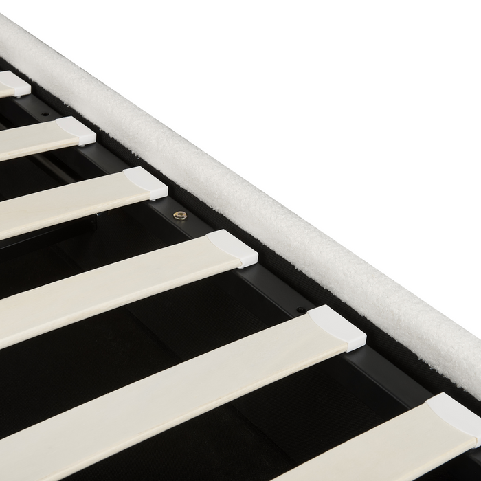 Beliani-LAVAUR-Bed met opbergruimte-Gebroken wit-180 x 200 cm-Bouclé