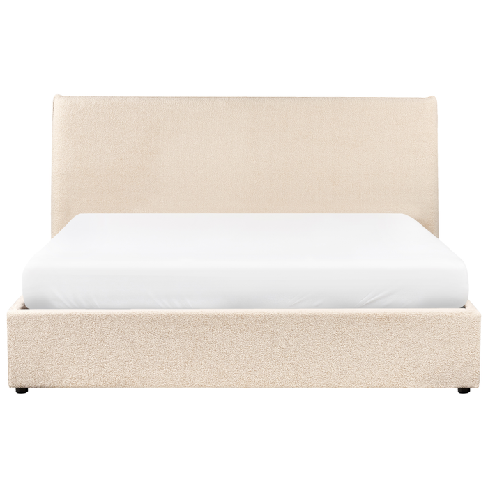 Beliani-LAVAUR-Bed met opbergruimte-Beige-160 x 200 cm-Bouclé