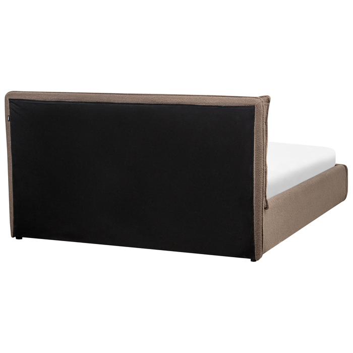Beliani-BAJONNA-Bed met opbergruimte-Bruin-160 x 200 cm-Bouclé