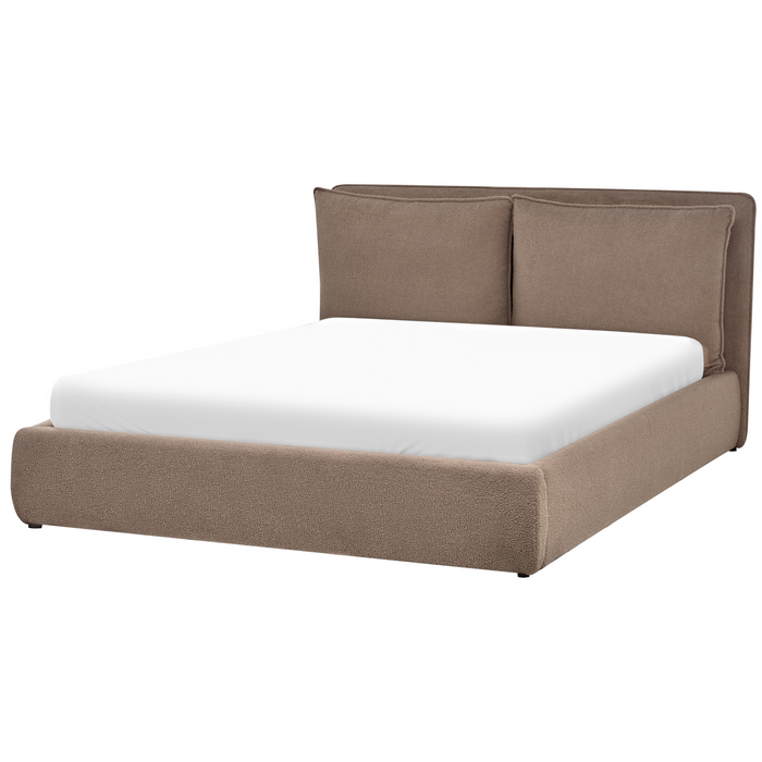 Beliani-BAJONNA-Bed met opbergruimte-Bruin-160 x 200 cm-Bouclé
