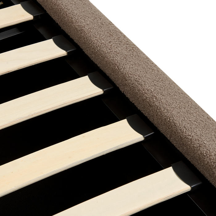 Beliani-BAJONNA-Bed met opbergruimte-Bruin-160 x 200 cm-Bouclé