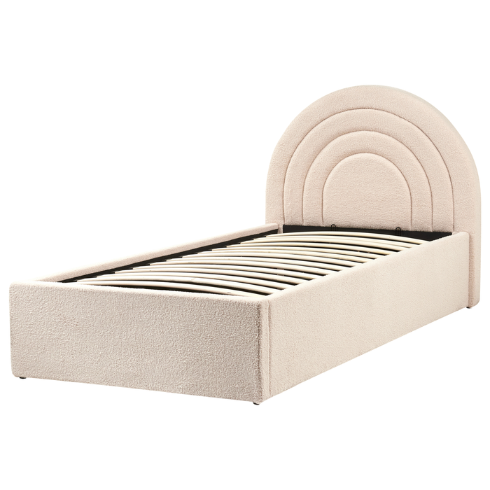 Beliani - ANET - Bed met opbergruimte - Beige - 90 x 200 cm - Bouclé