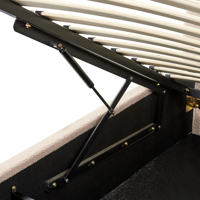 Beliani - ANET - Bed met opbergruimte - Beige - 90 x 200 cm - Bouclé