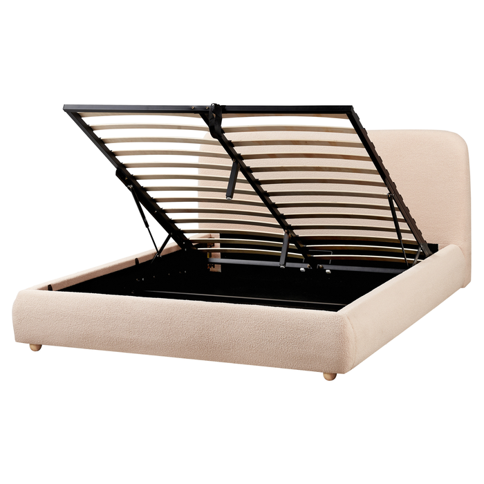 Beliani-BLAGNAC-Bed met opbergruimte-Beige-160 x 200 cm-Bouclé