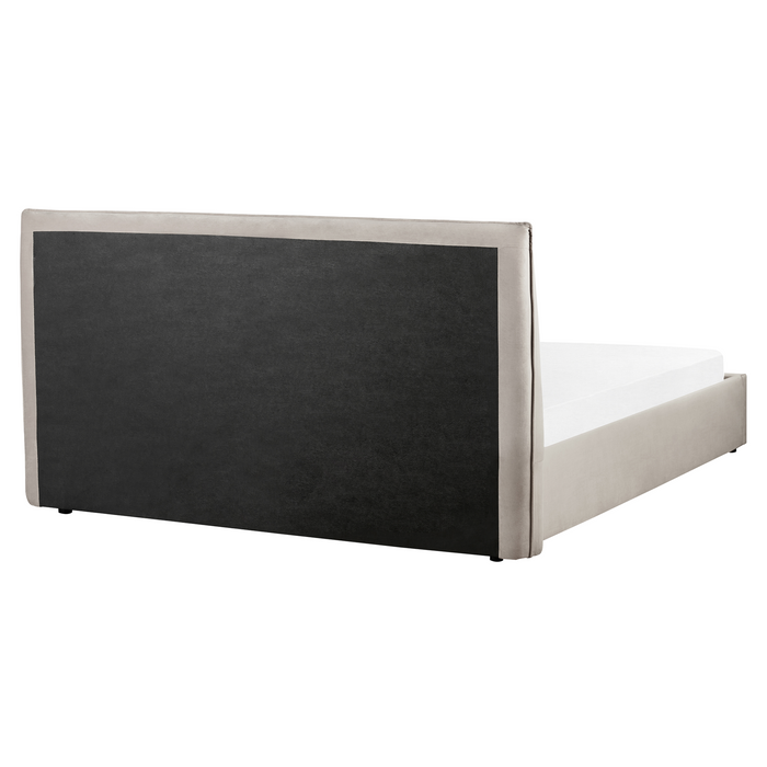 Beliani-LAVAUR-Bed met opbergruimte-Taupe-160 x 200 cm-Fluweel