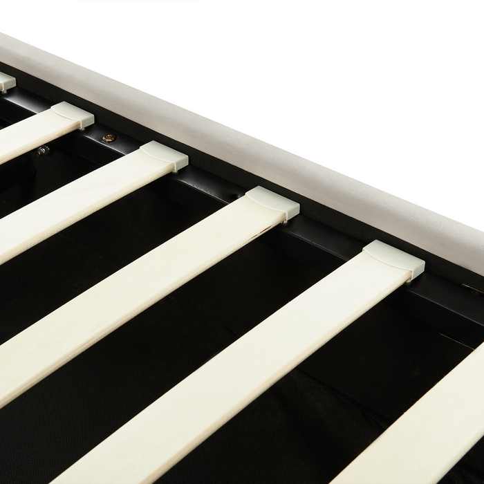 Beliani-LAVAUR-Bed met opbergruimte-Taupe-160 x 200 cm-Fluweel