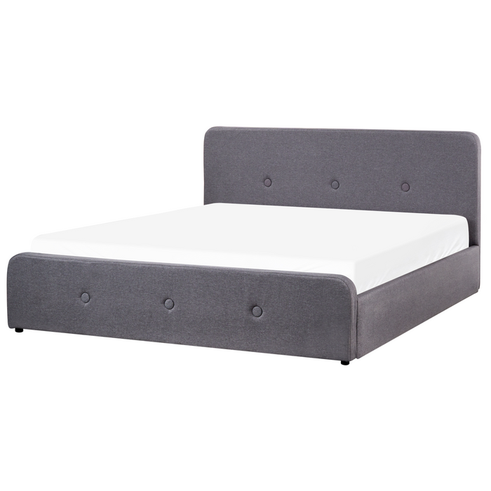 Beliani-RENNES -Bed met opbergruimte-Donkergrijs-180x200 cm-Polyester