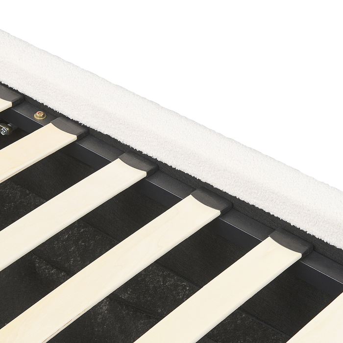 Beliani-BLAGNAC-Bed met opbergruimte-Gebroken wit-160 x 200 cm-Bouclé