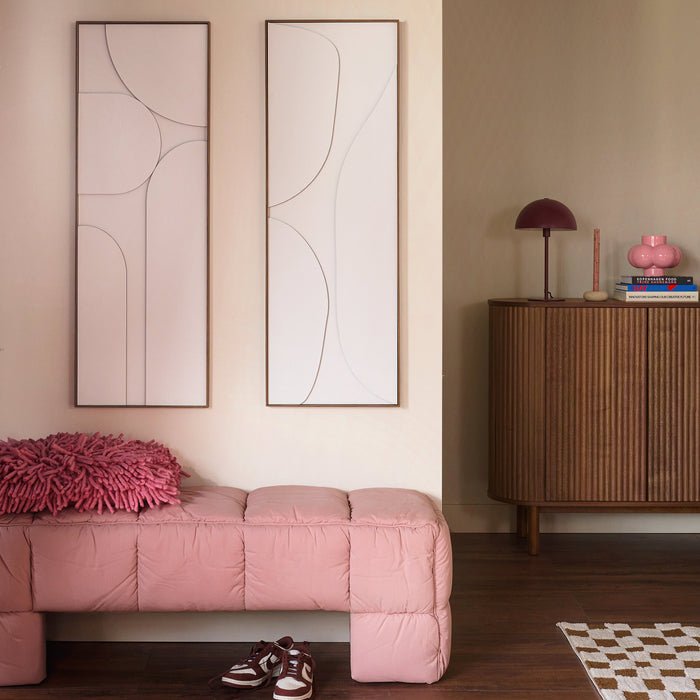 by fonQ Raised Abstraction Schilderij - Balanced - 40 x 118 cm - Bordeaux / Walnoot