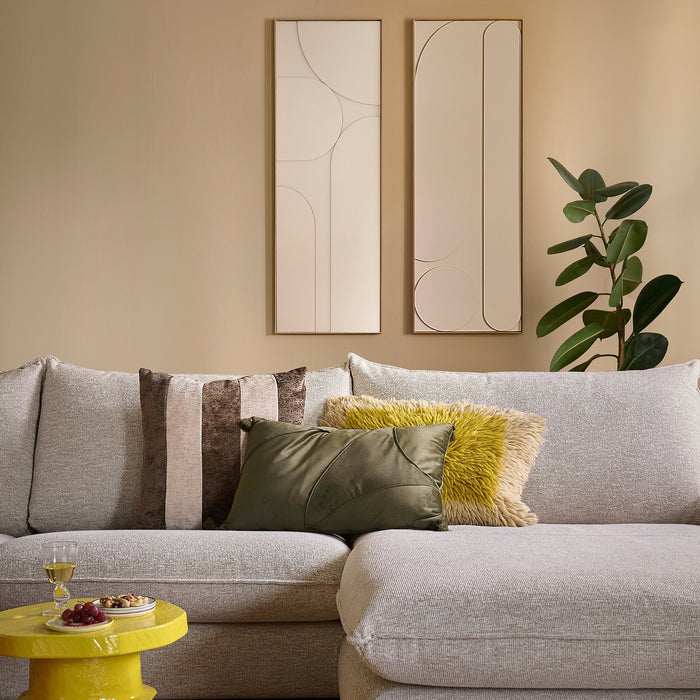 by fonQ Raised Abstraction Schilderij - Harmony - 40 x 118 cm - Lime / Eiken