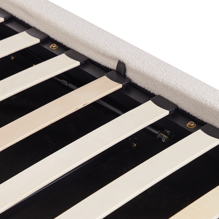 Beliani-BLAGNAC-Bed met opbergruimte-Gebroken wit-180 x 200 cm-Bouclé