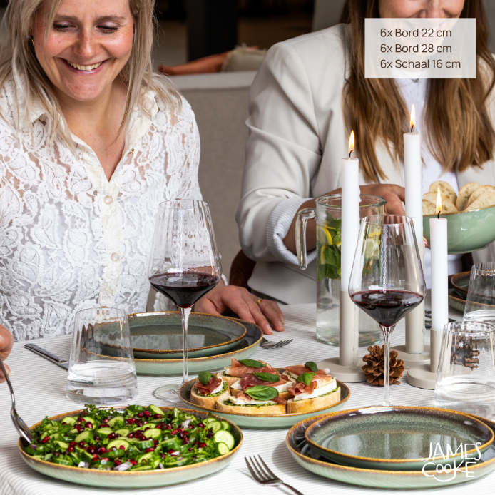 James Cooke - Moss - Serviesset - 6 persoons - 18 delig - Groen