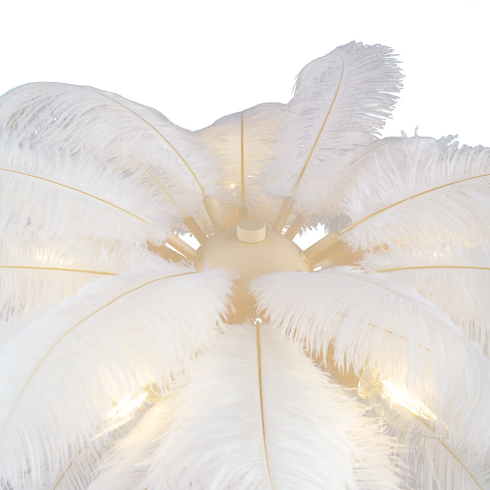 QAZQA Art Deco vloerlamp beige met witte veren - Peahen