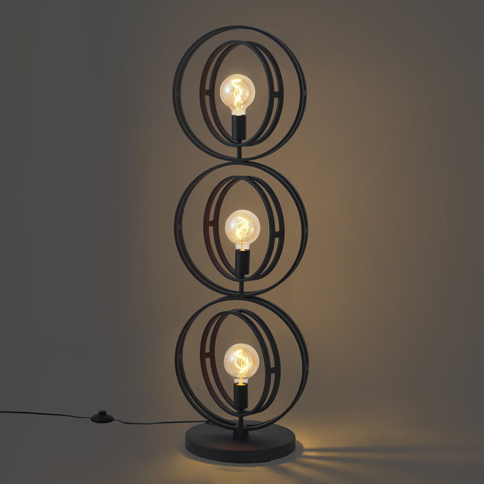 QAZQA Moderne vloerlamp zwart 3-lichts - Indu