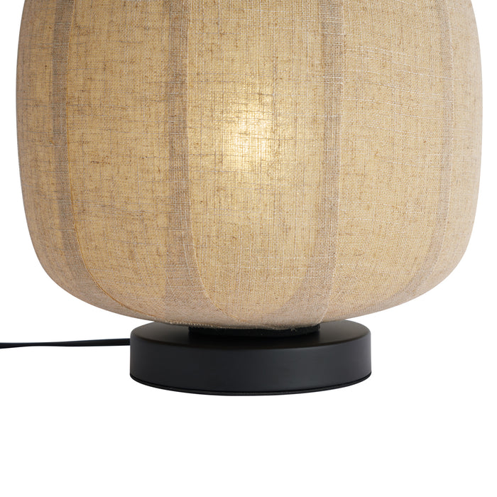 QAZQA Japandi tafellamp zwart met beige linnen kap 27.5cm - Nami