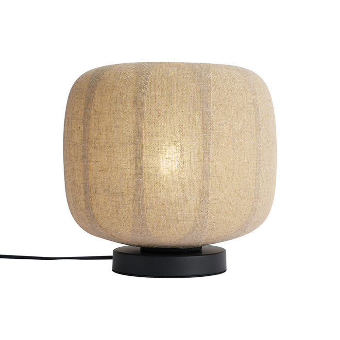 QAZQA Japandi tafellamp zwart met beige linnen kap 27.5cm - Nami