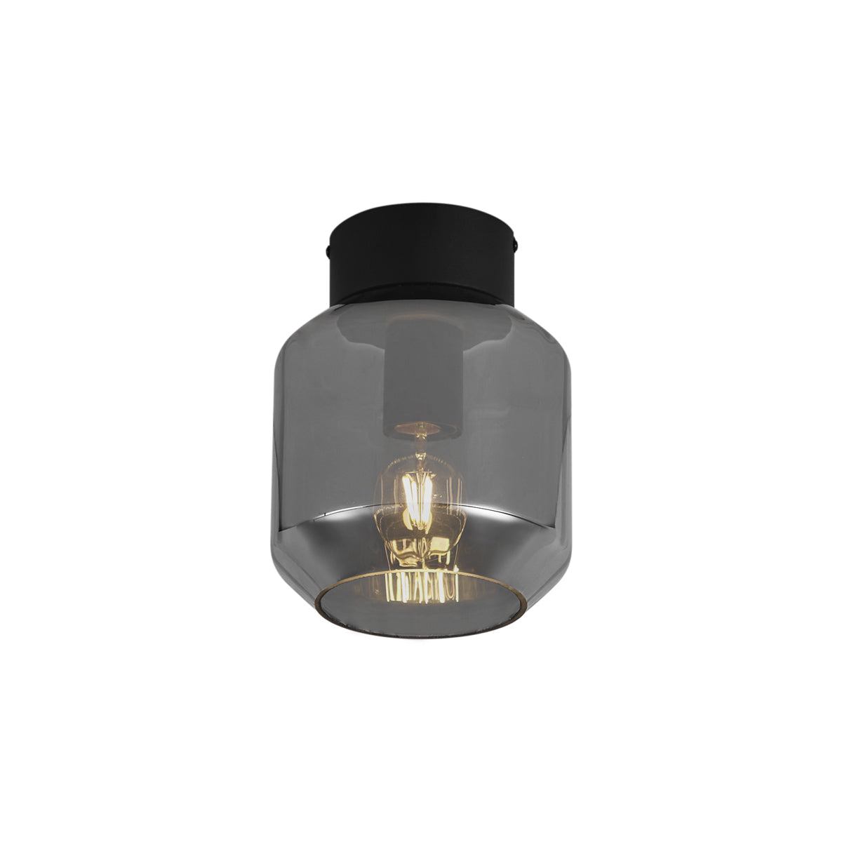 QAZQA Moderne plafondlamp zwart met smoke glas - Stiklo