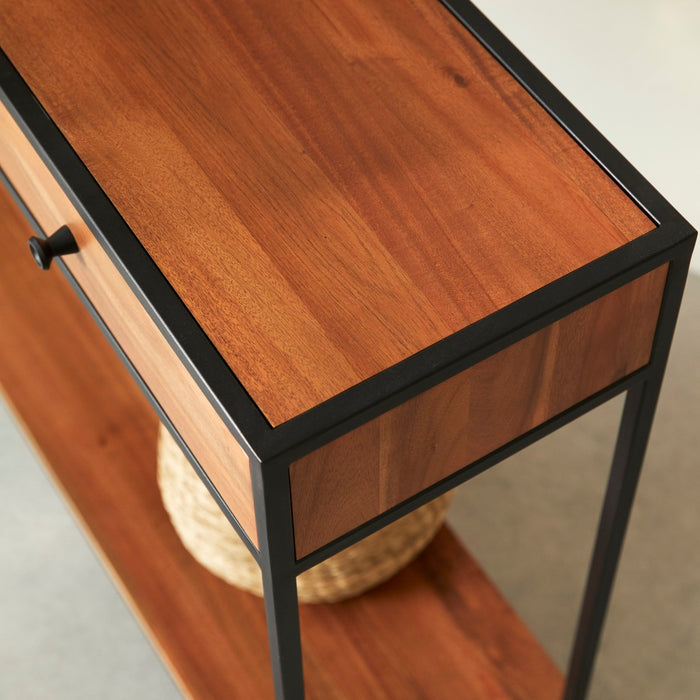 Tikamoon - Agra - Massief acacia en metalen bijzettafel